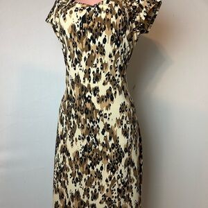 Rafaella Cream Sheath Dress with Flutter Cap Sleeves Size L